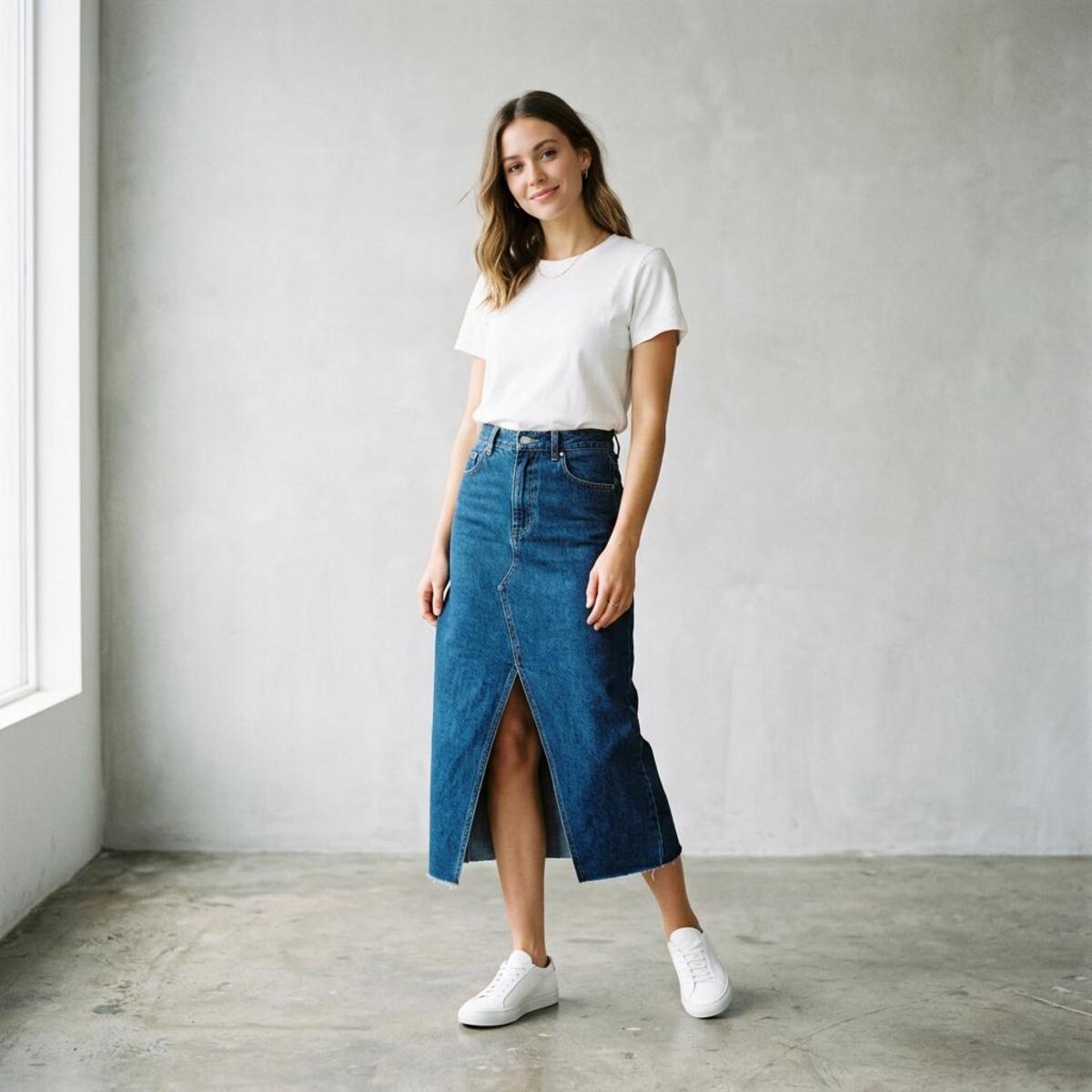 Denim Midi Skirt