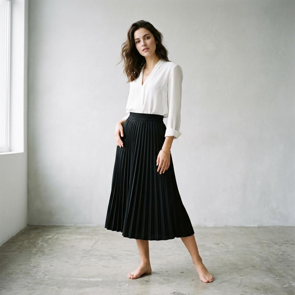 Pleated Midi Skirt